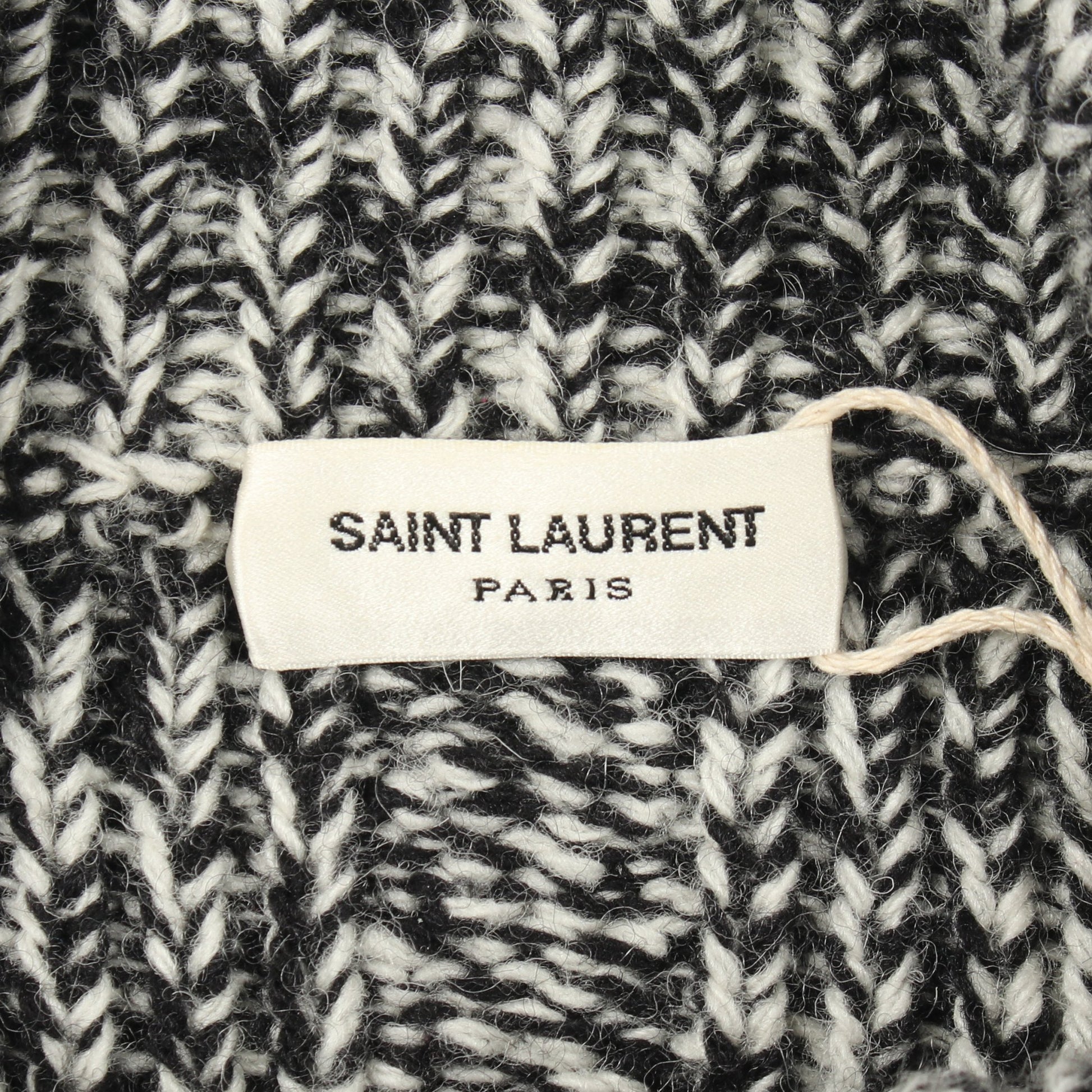 リブ ニット ウール ブラック ホワイト サンローランパリ トップス SAINT LAURENT PARIS