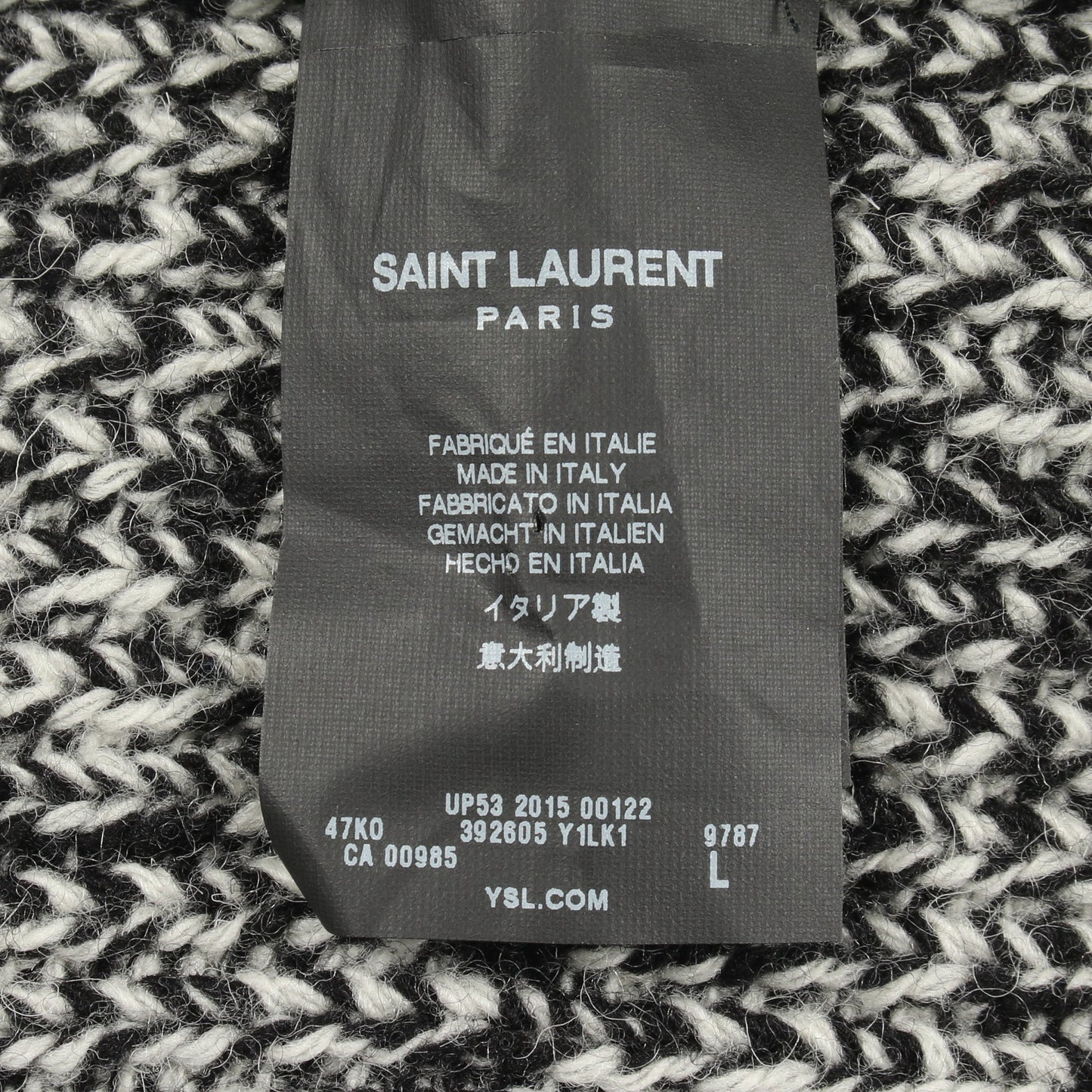 リブ ニット ウール ブラック ホワイト サンローランパリ トップス SAINT LAURENT PARIS