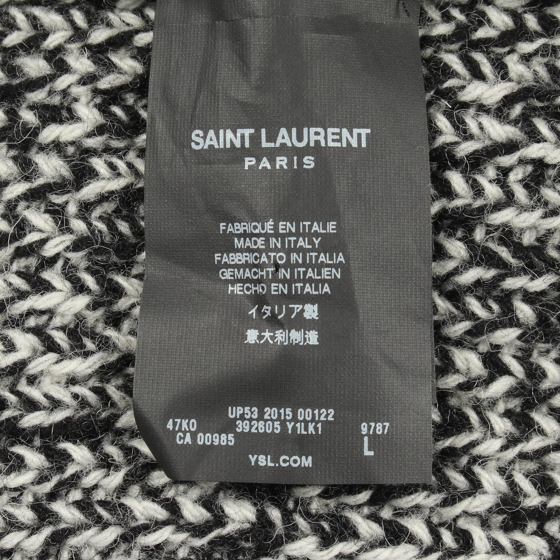 リブ ニット ウール ブラック ホワイト サンローランパリ トップス SAINT LAURENT PARIS