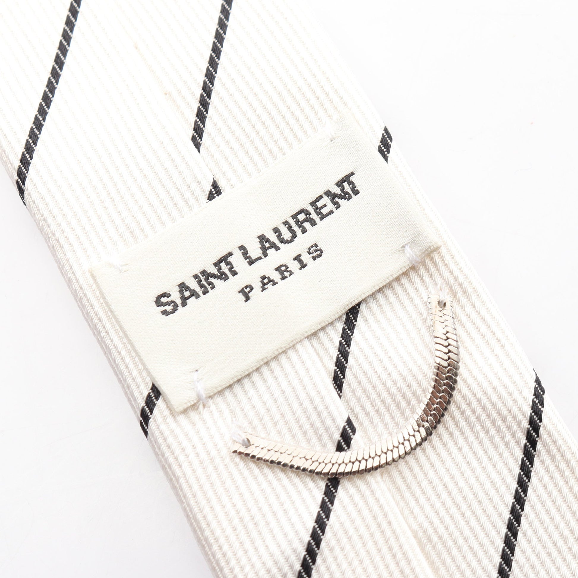 ストライプ ネクタイ シルク オフホワイト ブラック サンローランパリ 財布・小物 SAINT LAURENT PARIS
