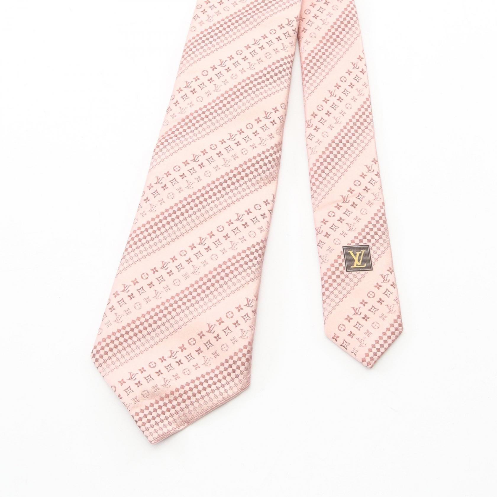 LOUIS VUITTON ルイ ヴィトン シルク ピンク モノグラム ネクタイ