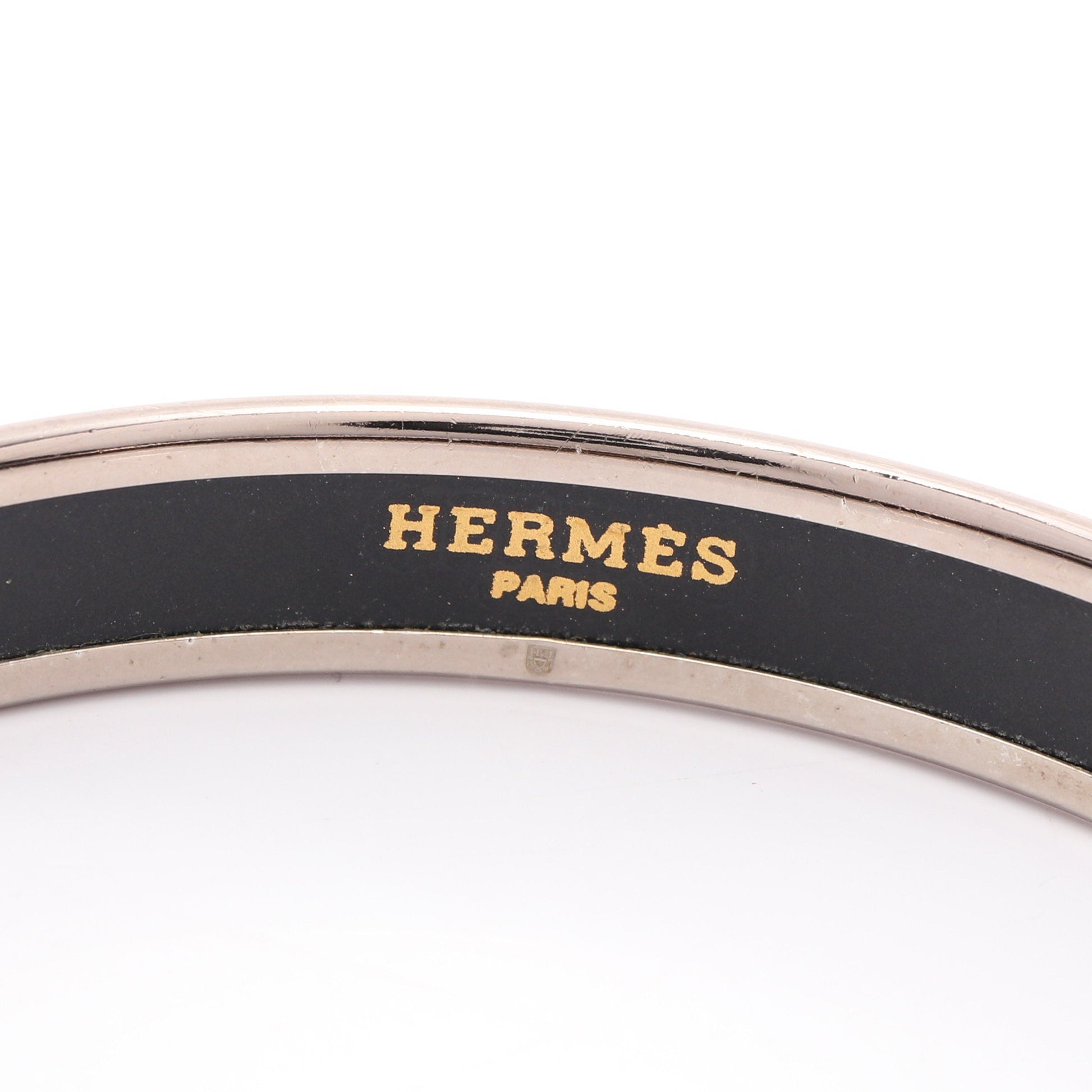 エマイユPM カレーシュ バングル 七宝 シルバー ブラック エルメス アクセサリー HERMES