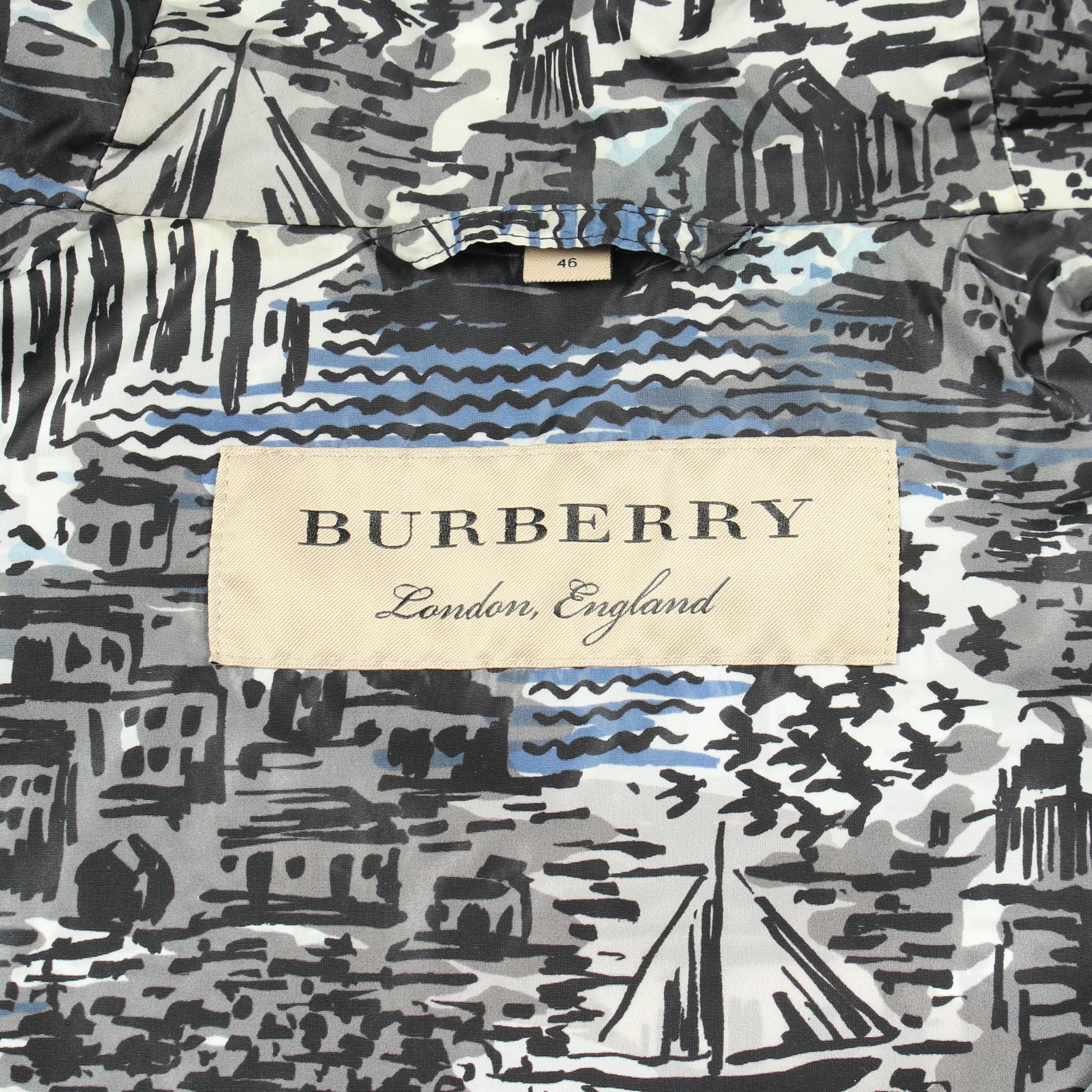 総柄 フード付き ジャケット ブルゾン ナイロン ブラック グレー ブルー バーバリー アウター BURBERRY