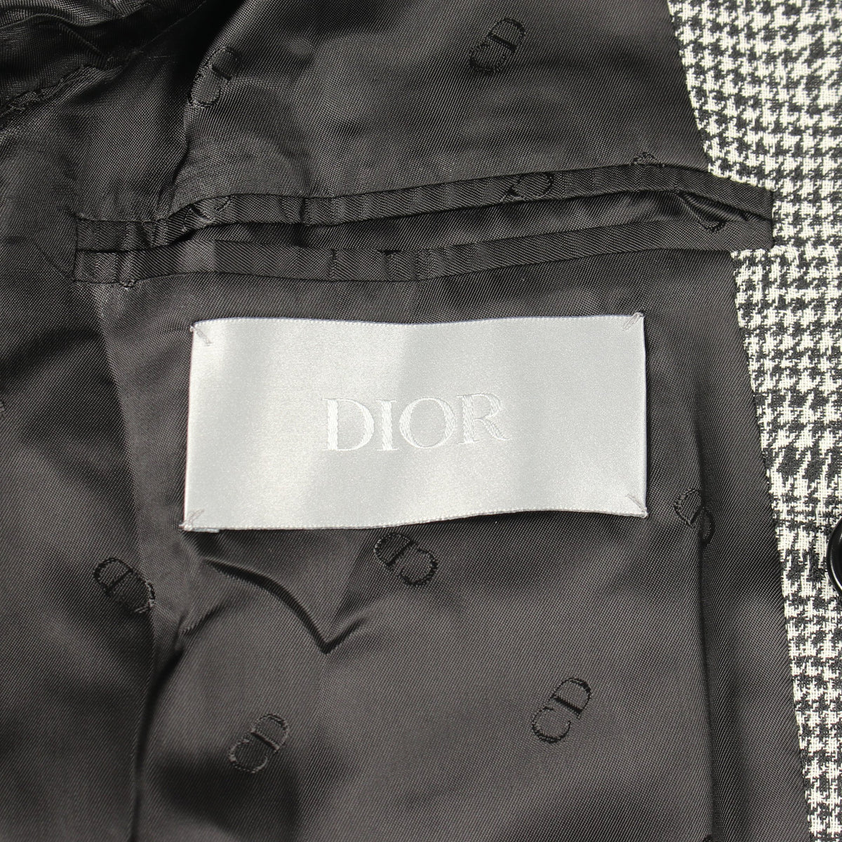 千鳥格子 チェスターコート ウール ブラック ホワイト ディオール アウター DIOR