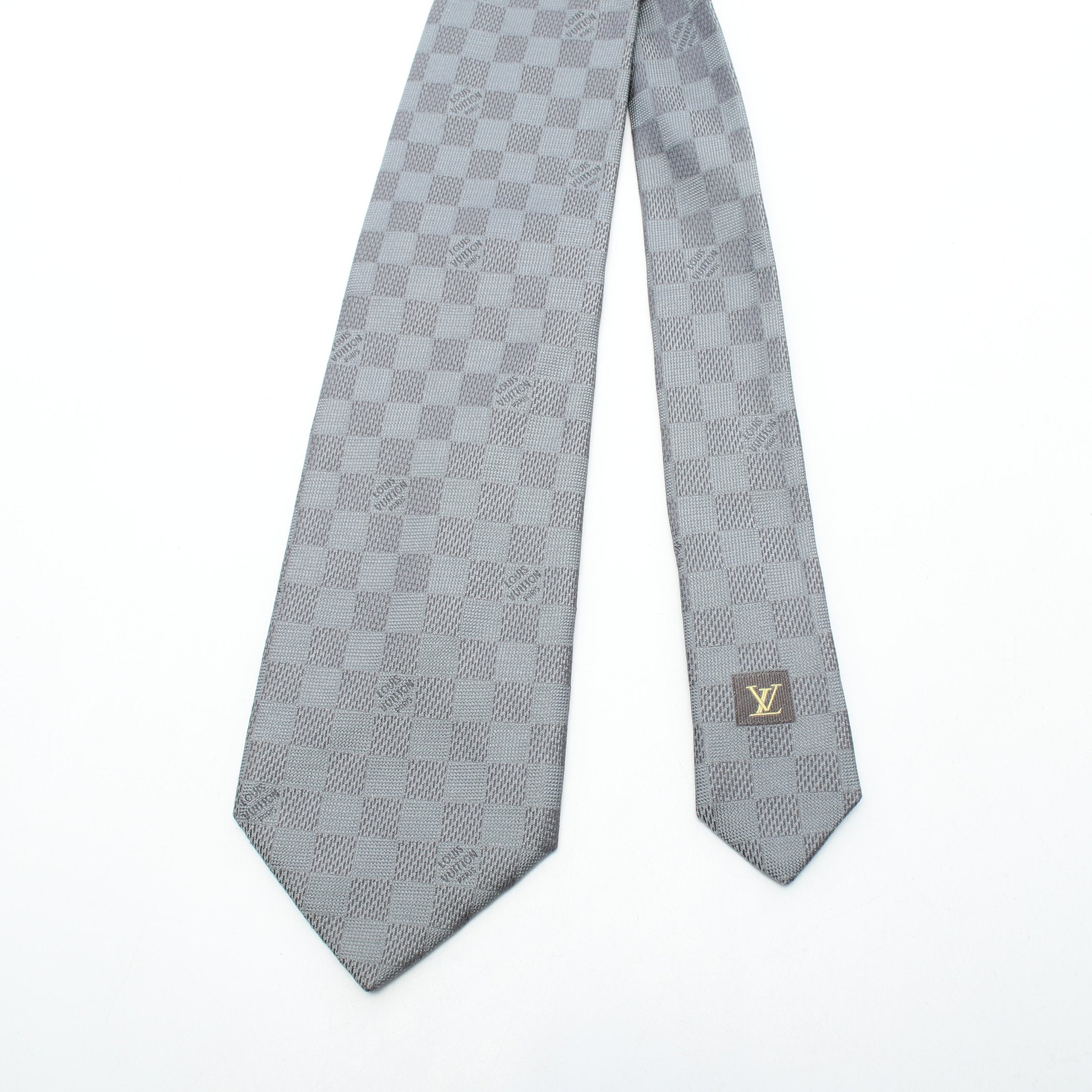 LOUIS VUITTON ルイヴィトン　ネクタイ　ダミエシルク ダミエ ネクタイ シルク グレー ルイヴィトン – RECLO