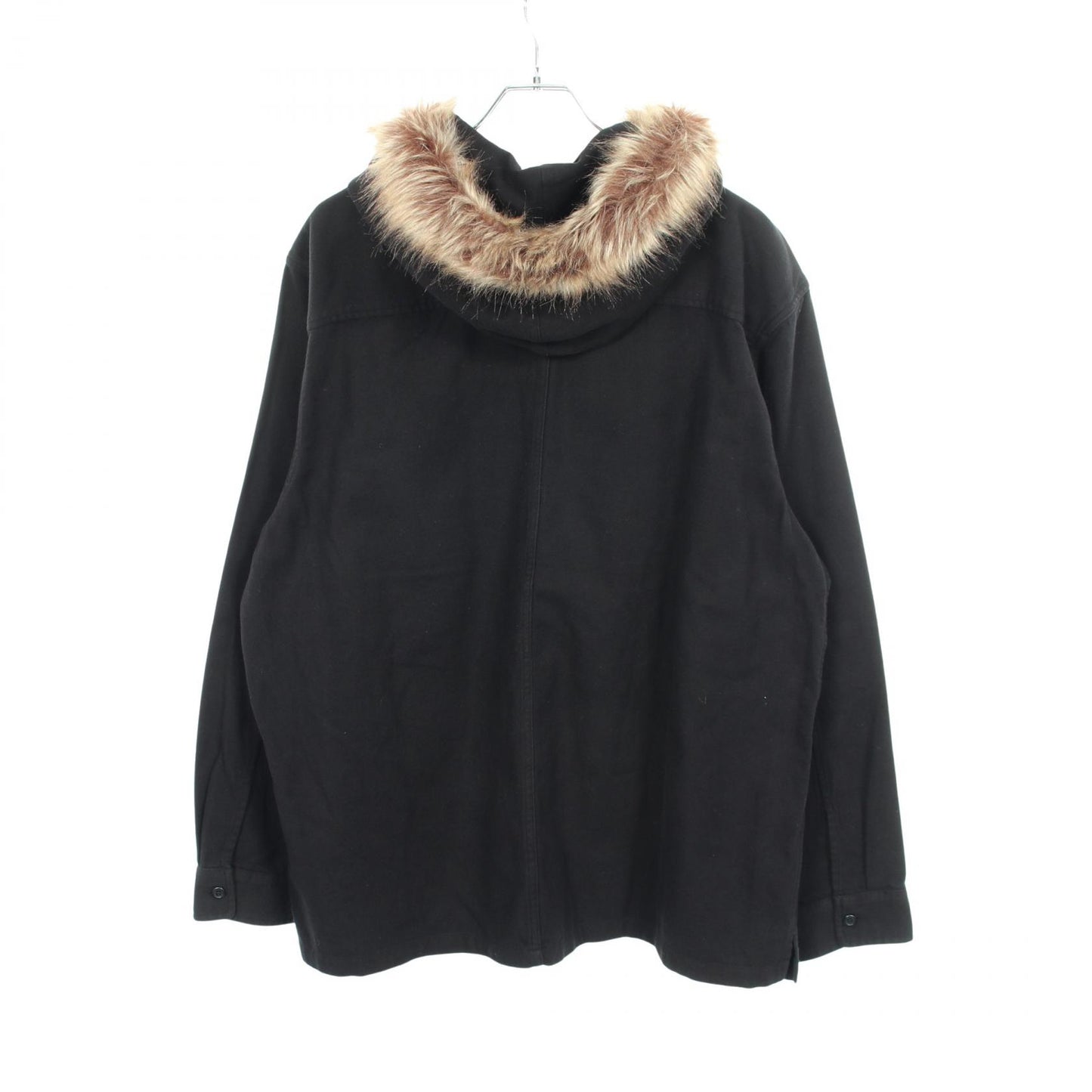 Fur Trim Flannel Hooded Shirt ファー フード付き 長袖 シャツ コットン ブラック シュプリーム トップス Supreme