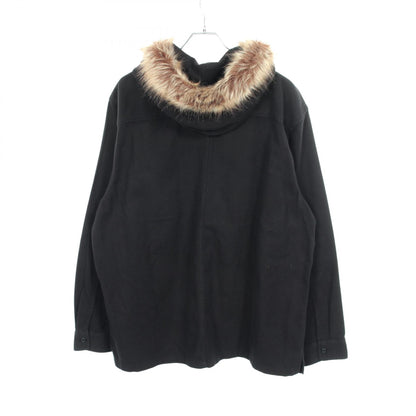 Fur Trim Flannel Hooded Shirt ファー フード付き 長袖 シャツ コットン ブラック シュプリーム トップス Supreme