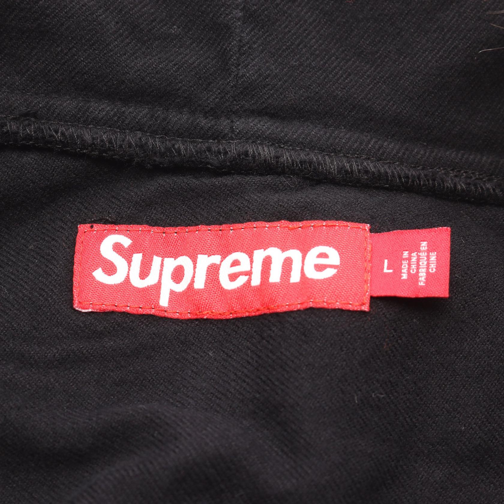 Fur Trim Flannel Hooded Shirt ファー フード付き 長袖 シャツ コットン ブラック シュプリーム トップス Supreme