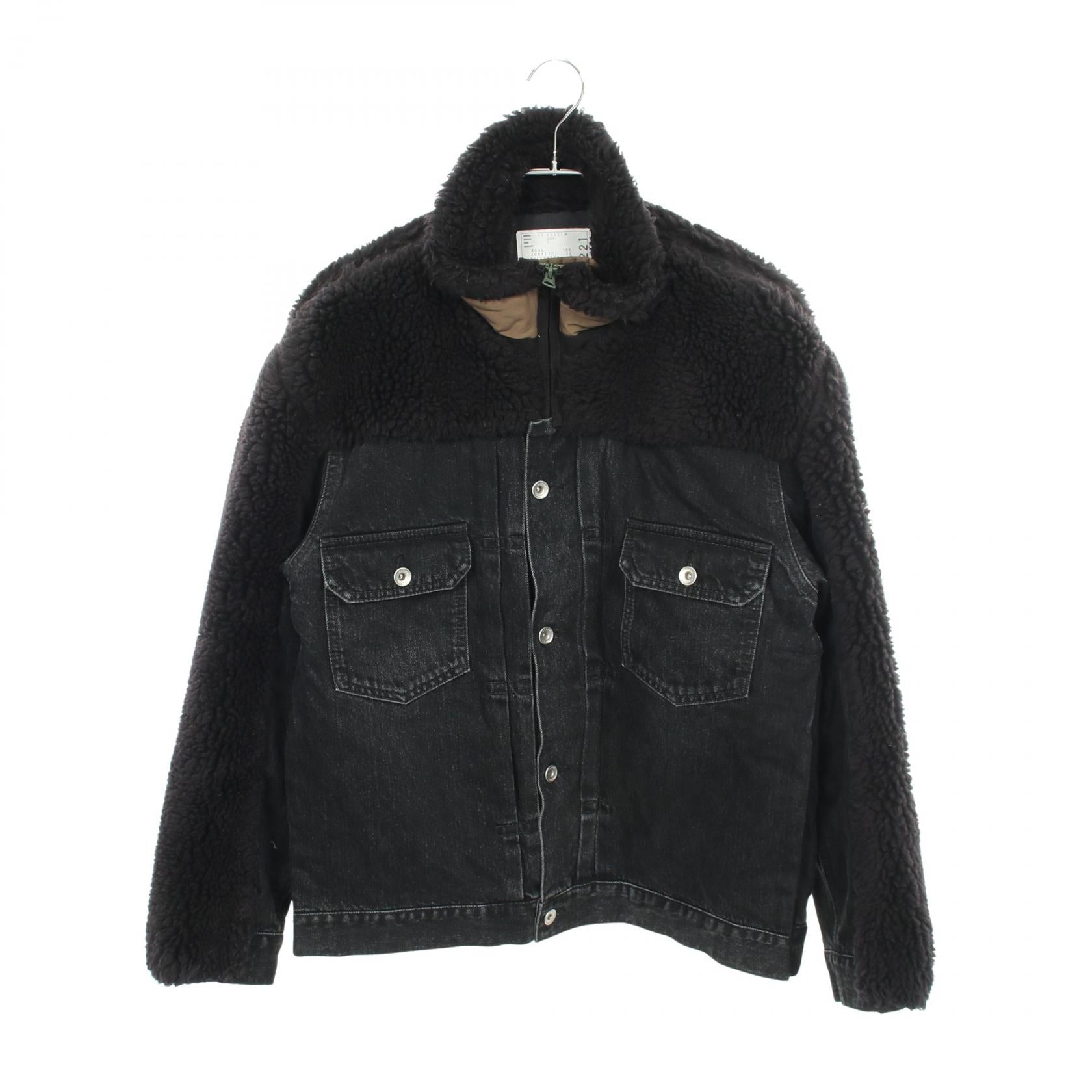 Faux Shearling Denim Blouson ボア 切替 ブルゾン ジャケット ウール ブラック サカイ アウター sacai