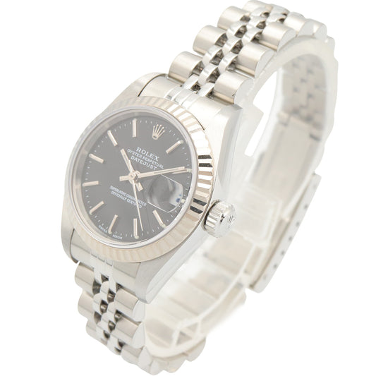 デイトジャスト P番 レディース 腕時計 自動巻き K18WG（ホワイトゴールド） ステンレススチール ブラック バー P番 ロレックス