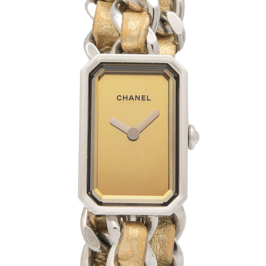 プルミエールロック レディース 腕時計 クオーツ ステンレススチール レザー ゴールド ミラー シャネル