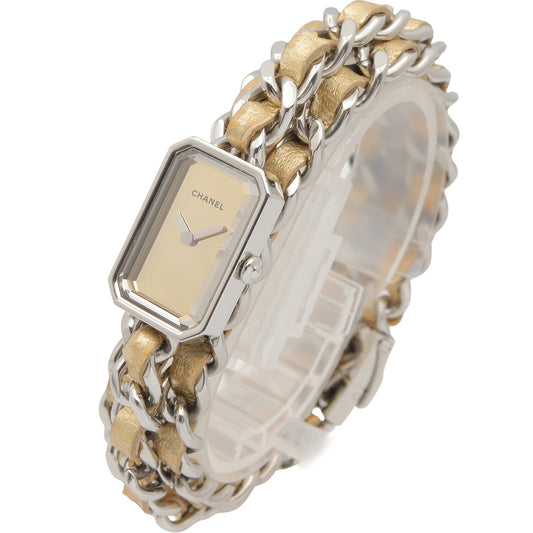 プルミエールロック レディース 腕時計 クオーツ ステンレススチール レザー ゴールド ミラー シャネル