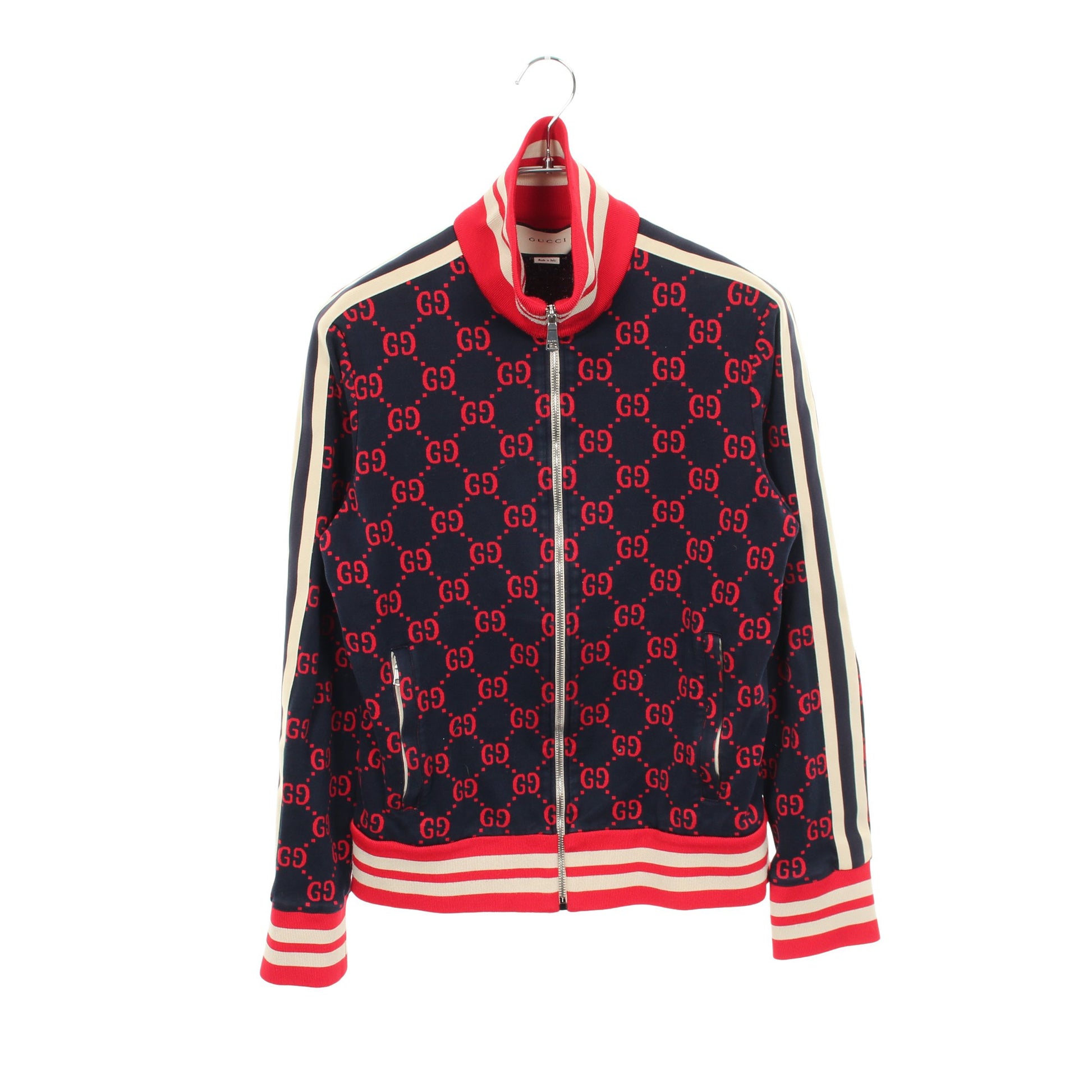 GGジャガード トラックジャケット コットン ネイビー レッド ベージュ グッチ アウター GUCCI