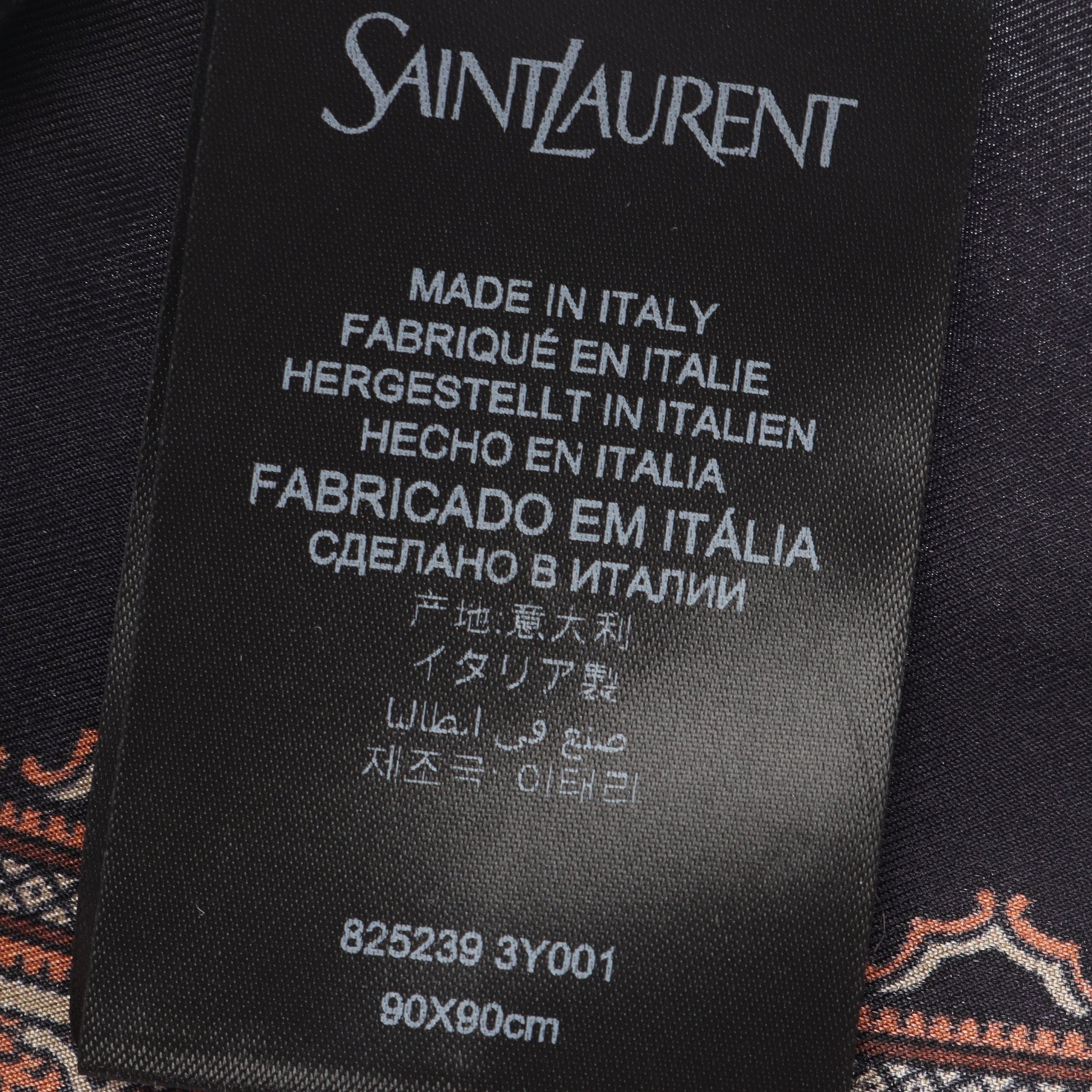 総柄 スカーフ シルク ブラック ブラウン サンローランパリ 財布・小物 SAINT LAURENT PARIS