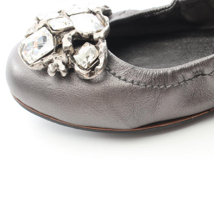 クリスタルビジュー パンプス レザー グレー ミュウミュウ シューズ miu miu