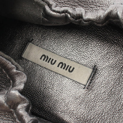 クリスタルビジュー パンプス レザー グレー ミュウミュウ シューズ miu miu