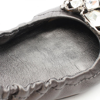 クリスタルビジュー パンプス レザー グレー ミュウミュウ シューズ miu miu