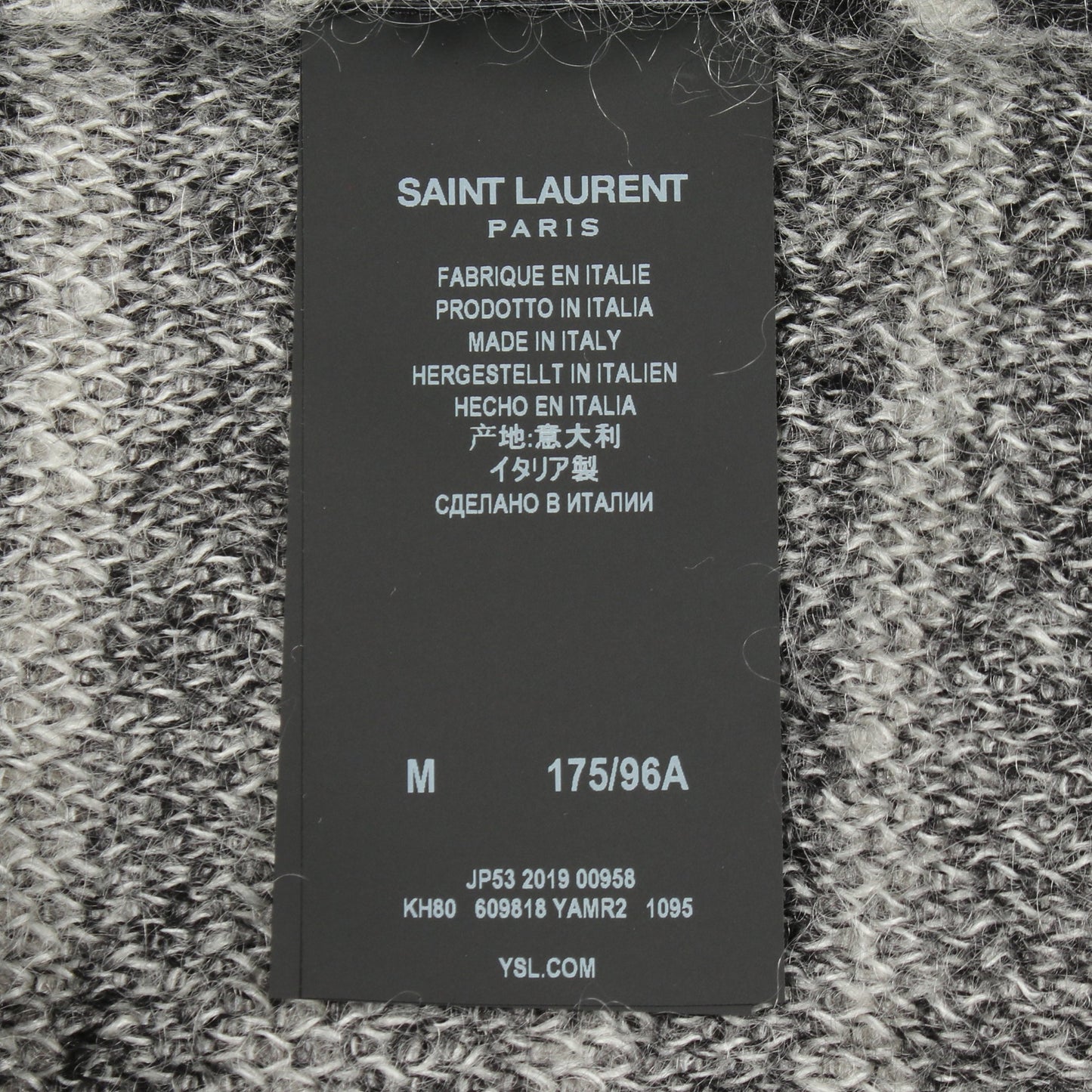 ボーダー クルーネック ニット モヘヤ ブラック ホワイト サンローランパリ トップス SAINT LAURENT PARIS