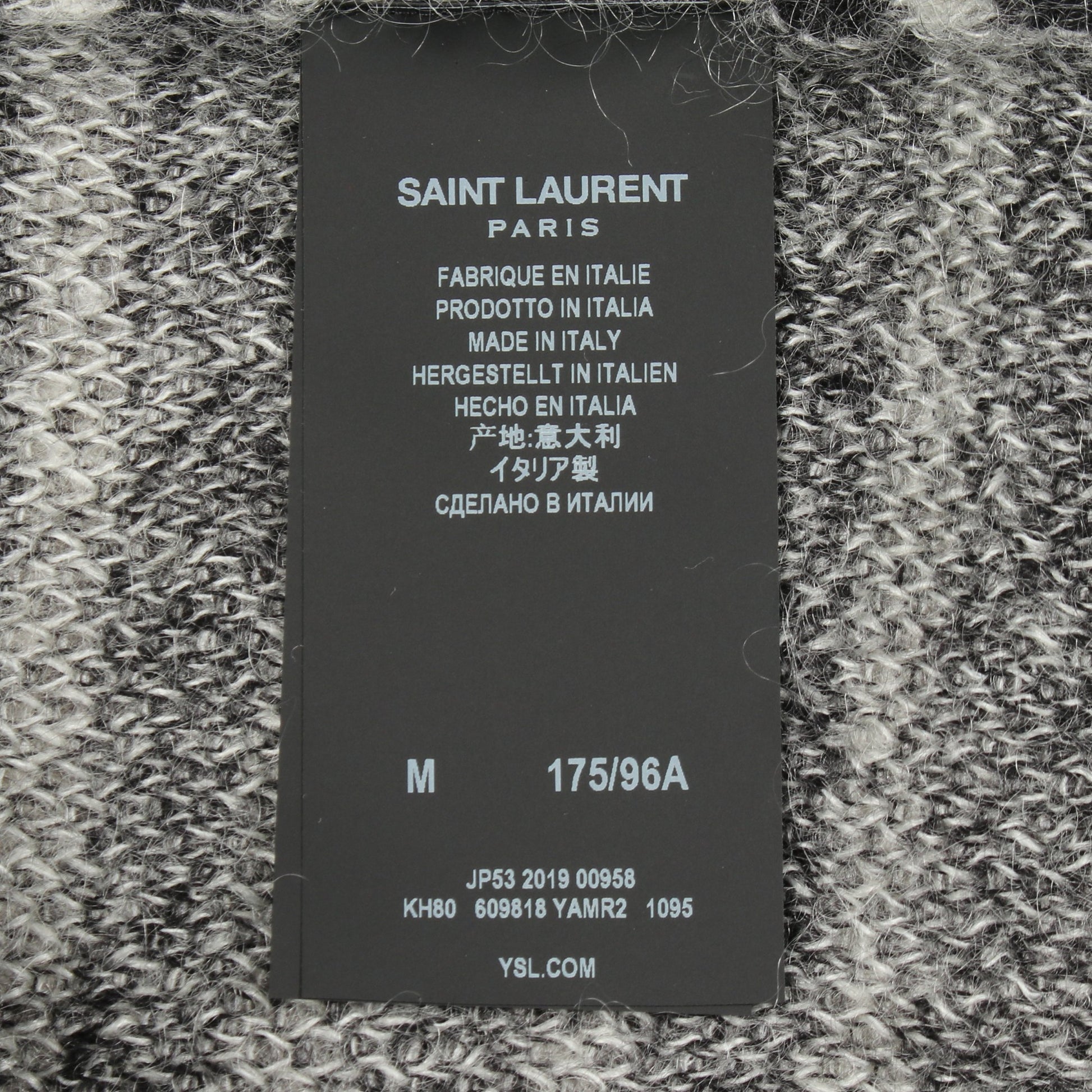 ボーダー クルーネック ニット モヘヤ ブラック ホワイト サンローランパリ トップス SAINT LAURENT PARIS