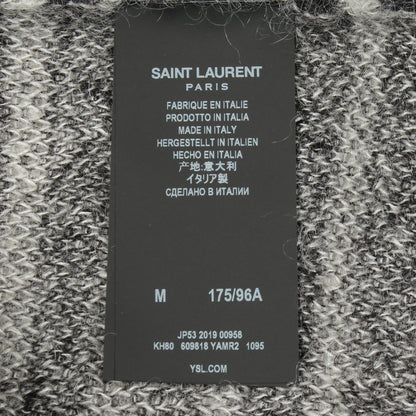 ボーダー クルーネック ニット モヘヤ ブラック ホワイト サンローランパリ トップス SAINT LAURENT PARIS