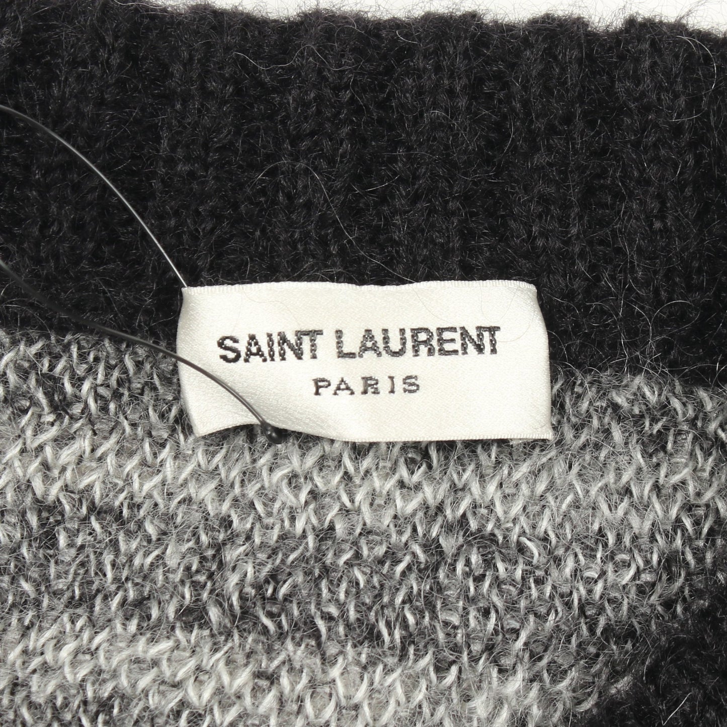 ボーダー クルーネック ニット モヘヤ ブラック ホワイト サンローランパリ トップス SAINT LAURENT PARIS