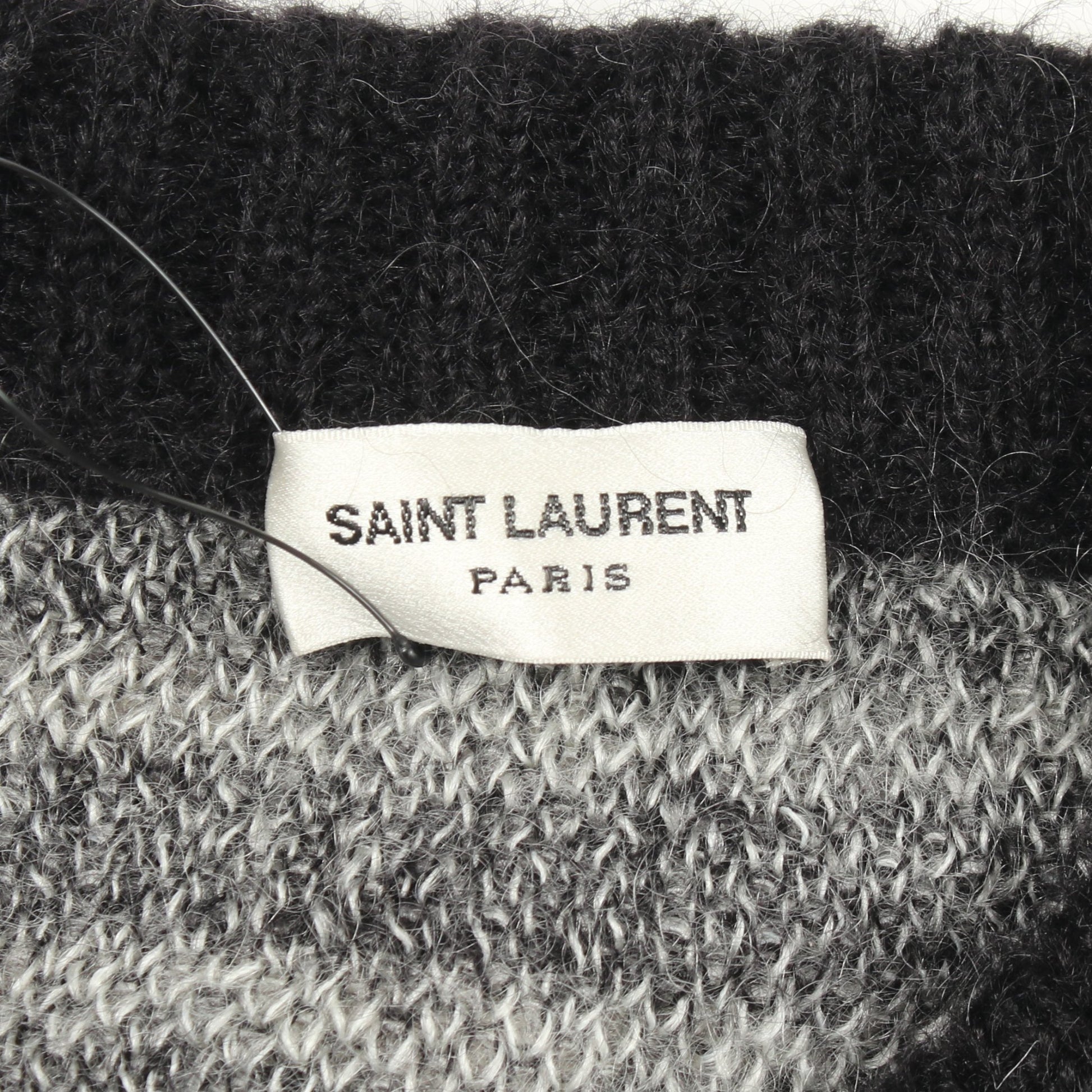 ボーダー クルーネック ニット モヘヤ ブラック ホワイト サンローランパリ トップス SAINT LAURENT PARIS