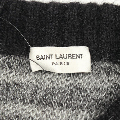 ボーダー クルーネック ニット モヘヤ ブラック ホワイト サンローランパリ トップス SAINT LAURENT PARIS