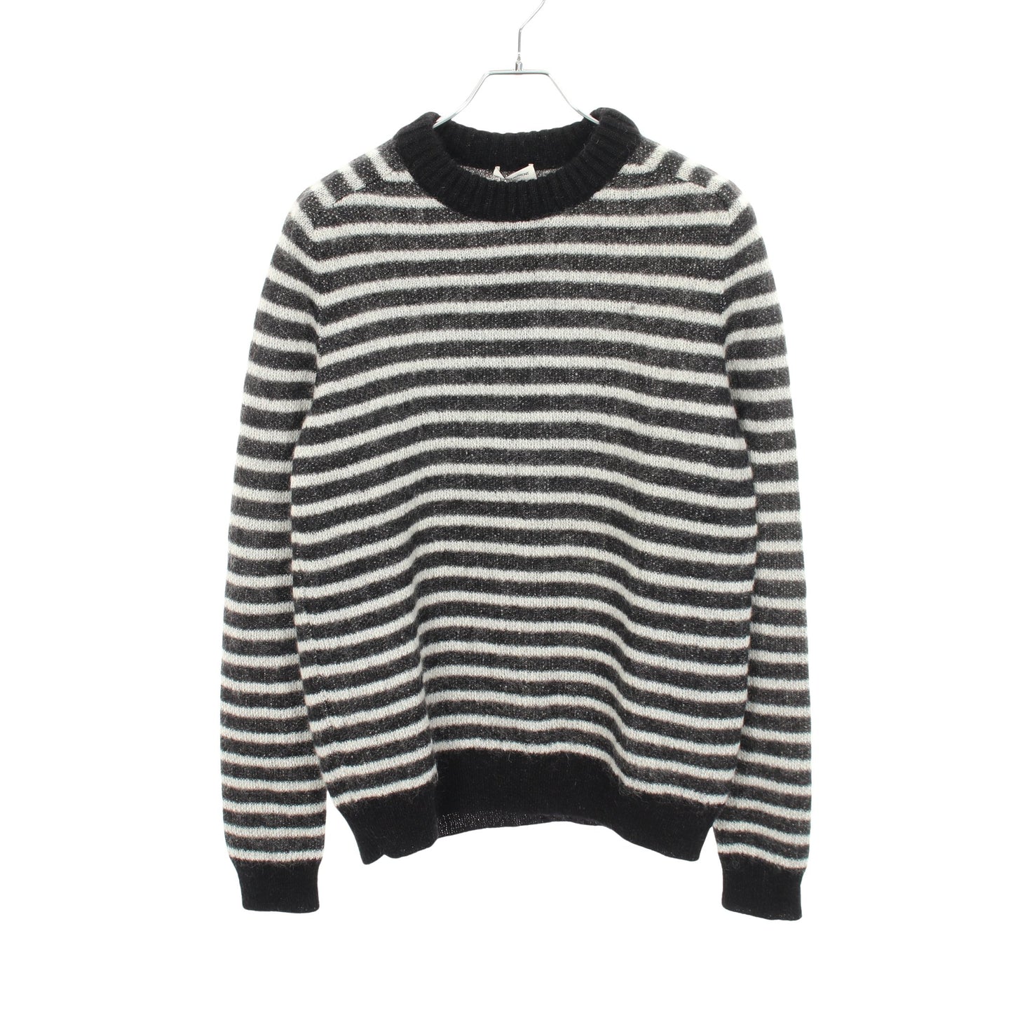 ボーダー クルーネック ニット モヘヤ ブラック ホワイト サンローランパリ トップス SAINT LAURENT PARIS