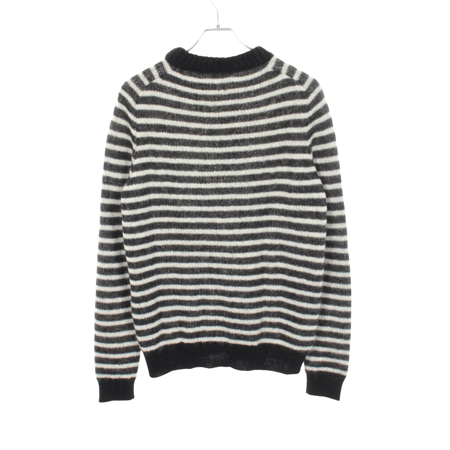 ボーダー クルーネック ニット モヘヤ ブラック ホワイト サンローランパリ トップス SAINT LAURENT PARIS
