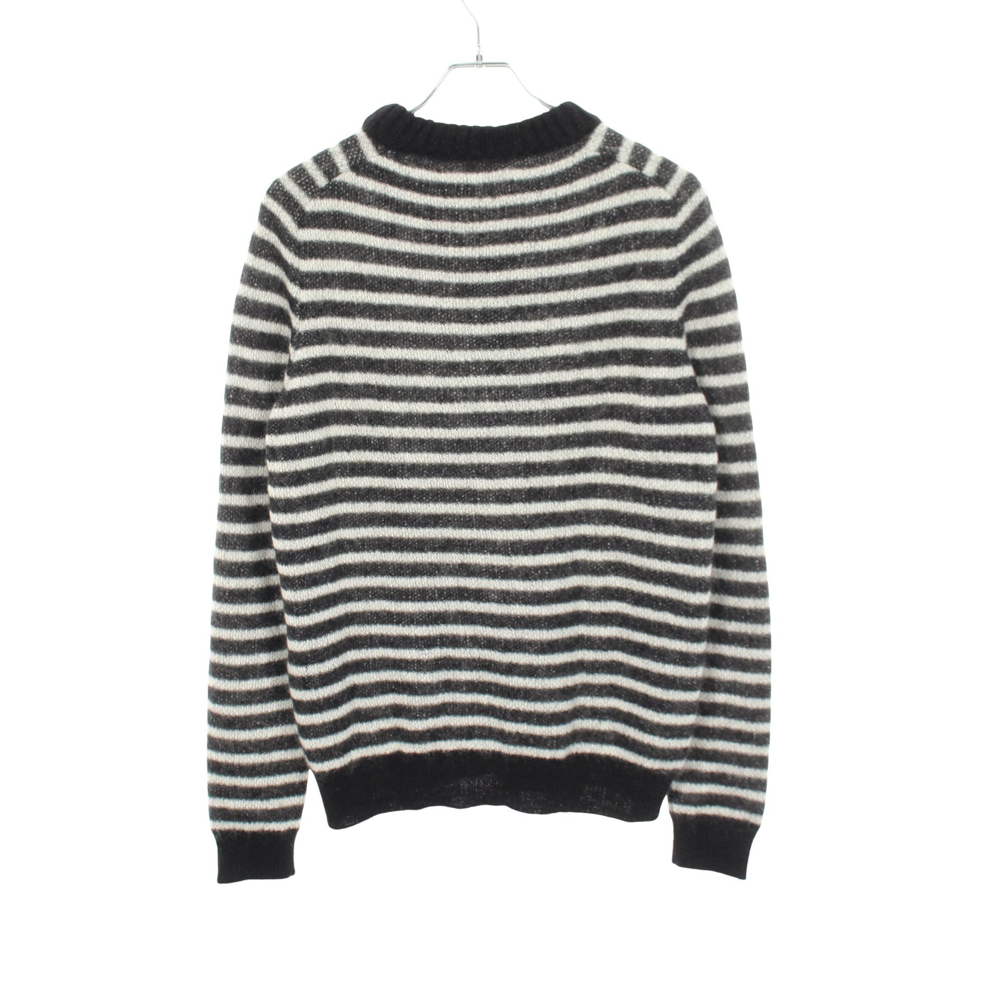 ボーダー クルーネック ニット モヘヤ ブラック ホワイト サンローランパリ トップス SAINT LAURENT PARIS