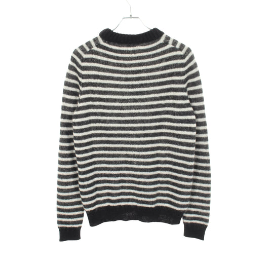 ボーダー クルーネック ニット モヘヤ ブラック ホワイト サンローランパリ トップス SAINT LAURENT PARIS