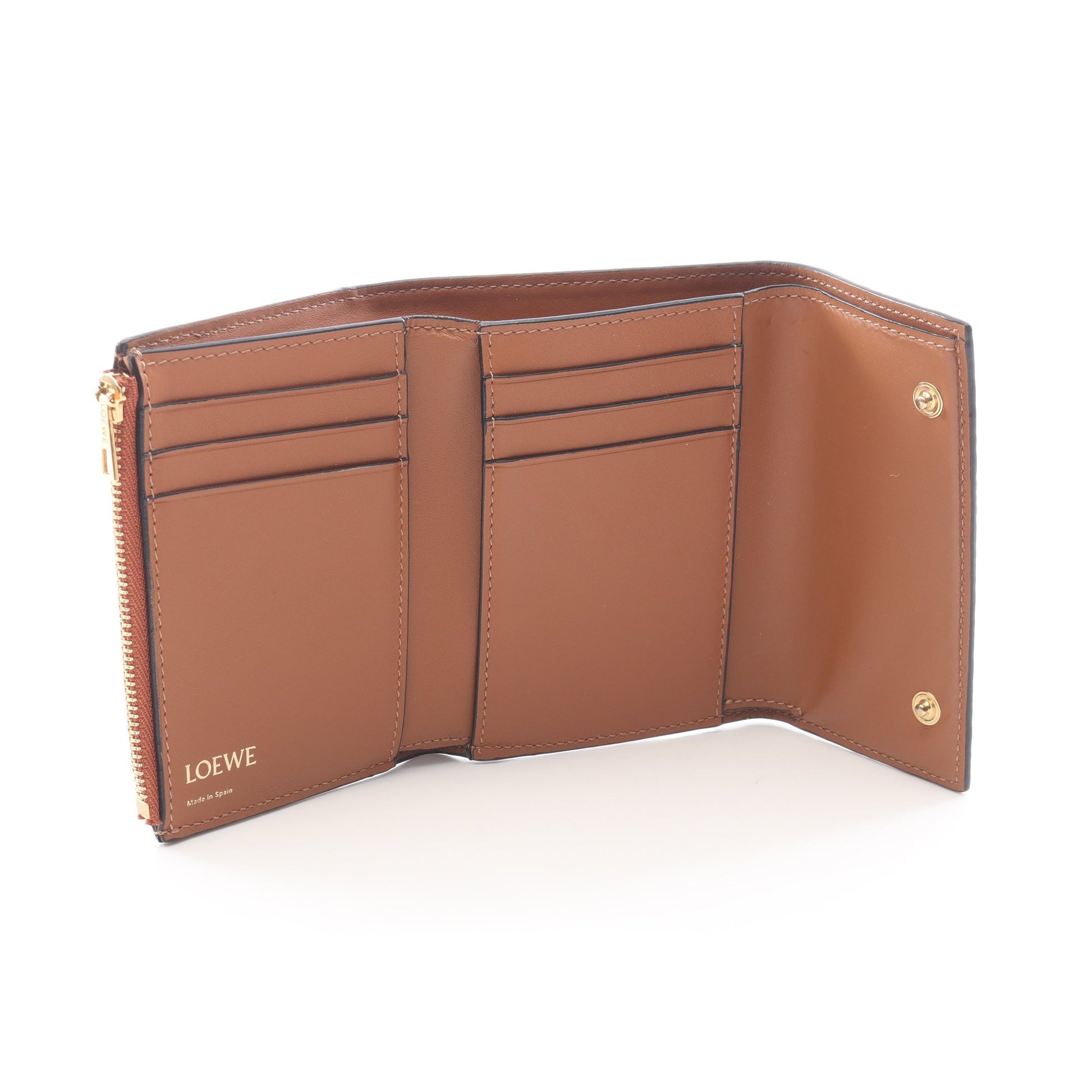 バーティカル ウォレット スモール 三つ折り財布 レザー ブラウン ロエベ 財布・小物 LOEWE