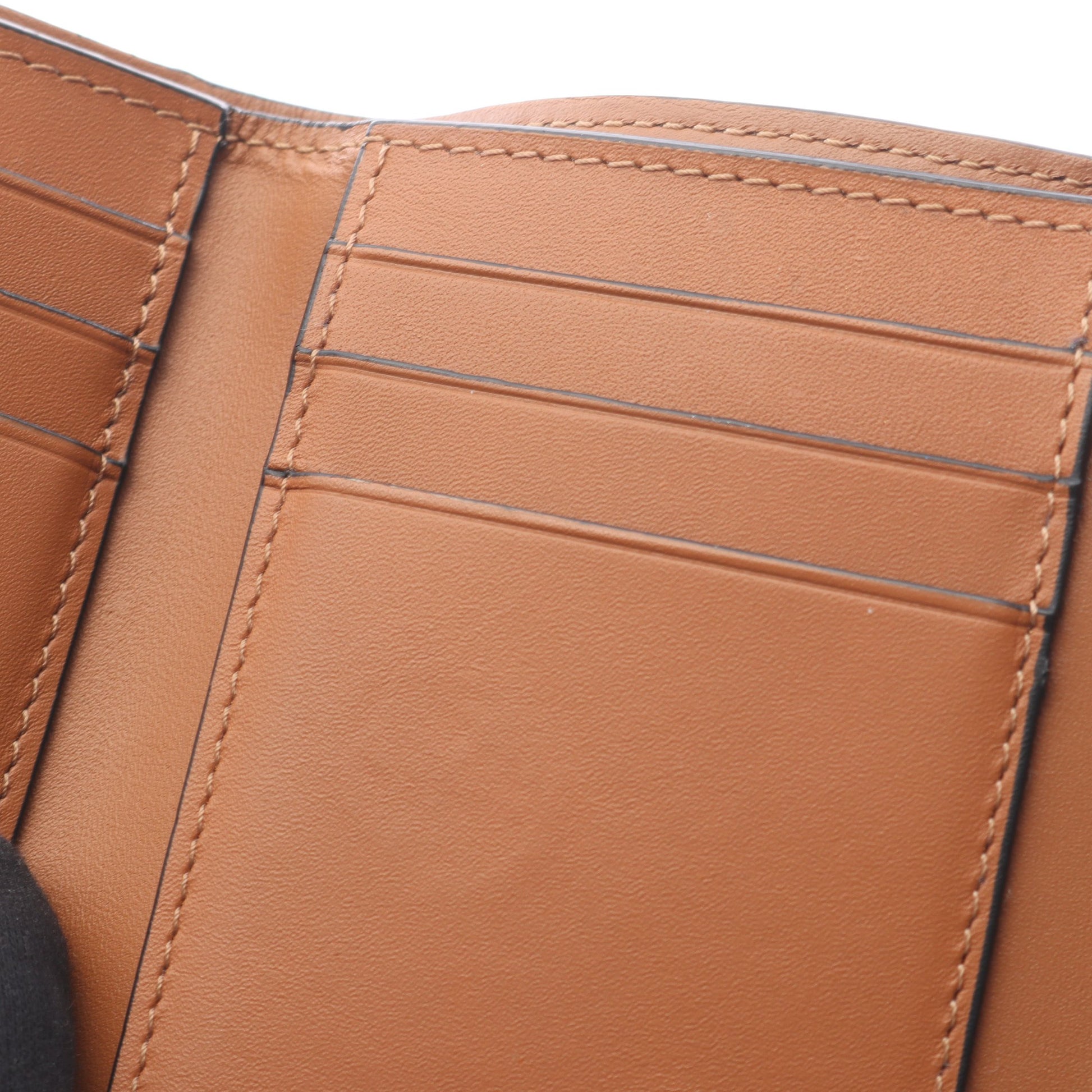 バーティカル ウォレット スモール 三つ折り財布 レザー ブラウン ロエベ 財布・小物 LOEWE