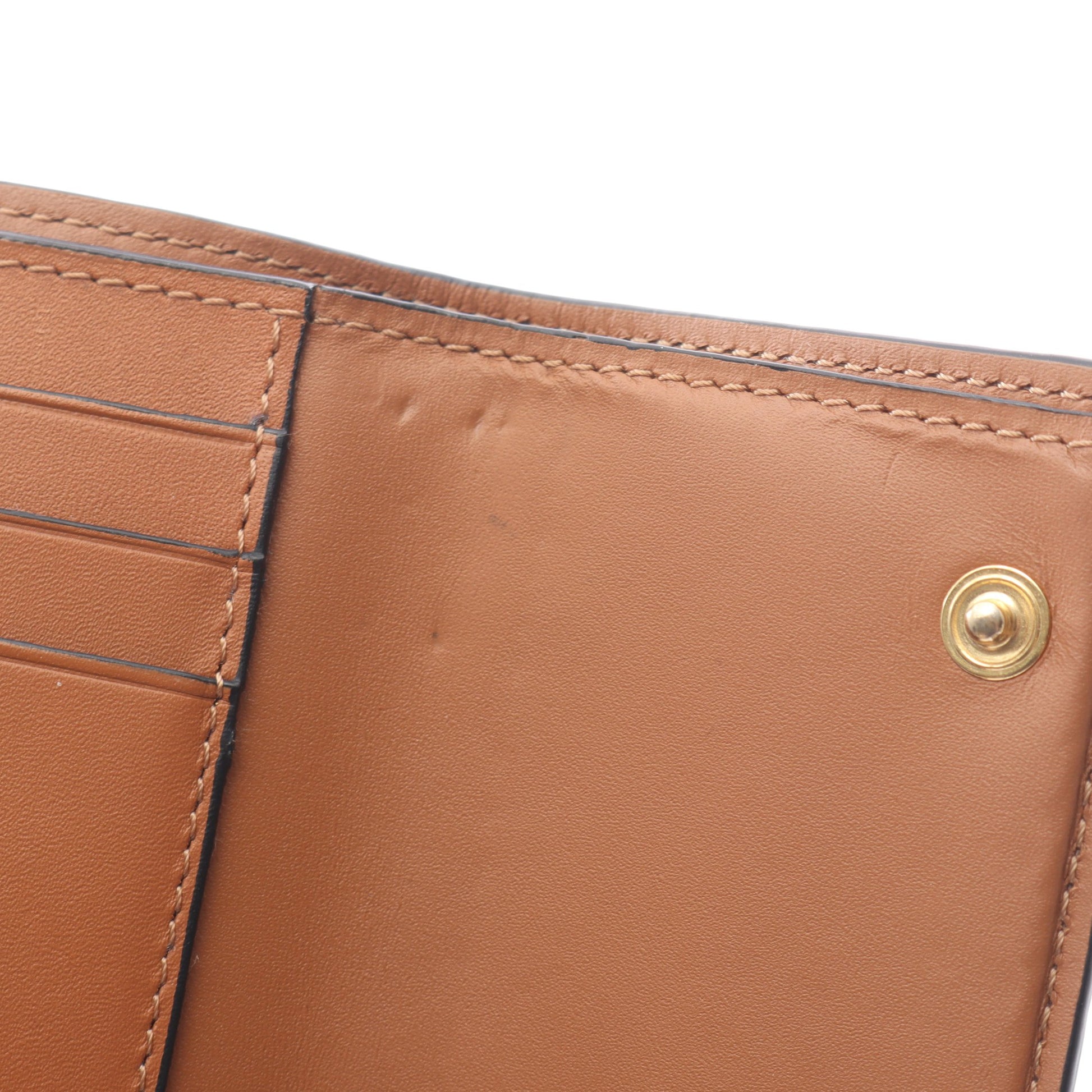 バーティカル ウォレット スモール 三つ折り財布 レザー ブラウン ロエベ 財布・小物 LOEWE