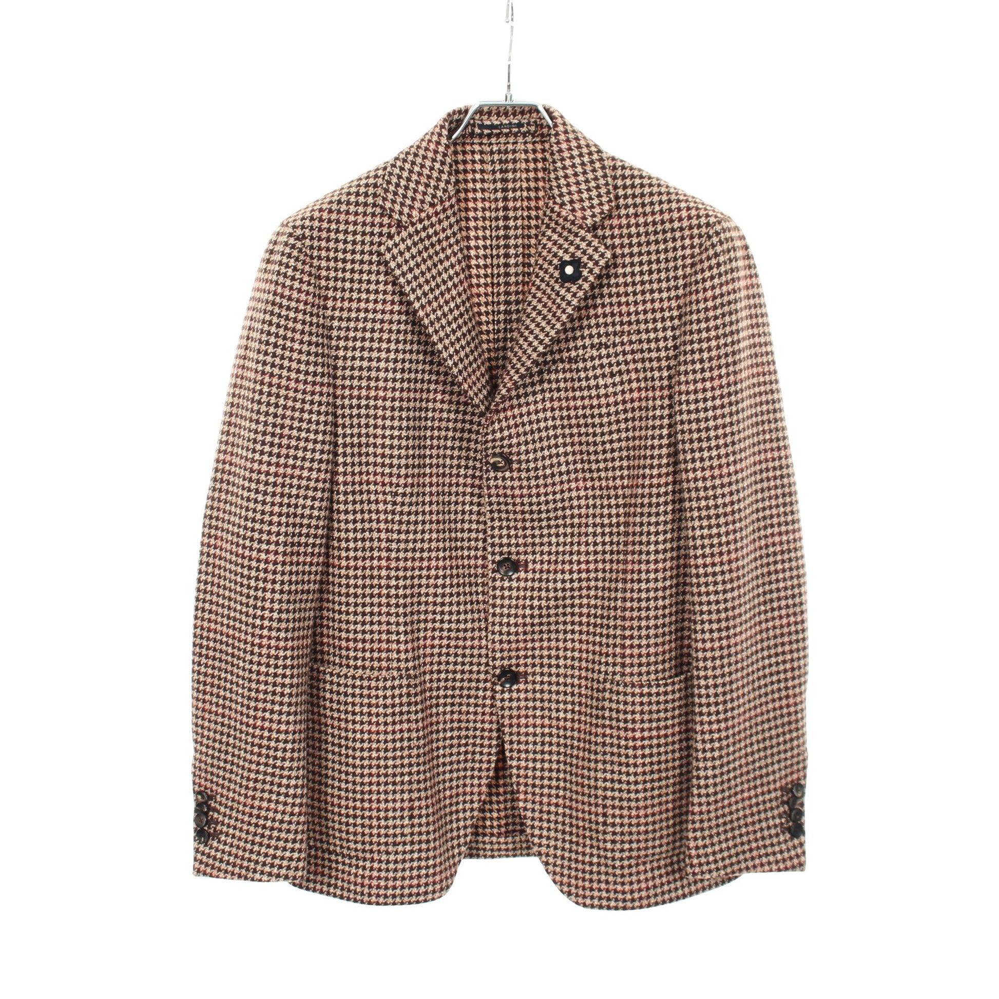 千鳥格子柄 テーラードジャケット ウール ブラウン ベージュ ラルディーニ アウター LARDINI