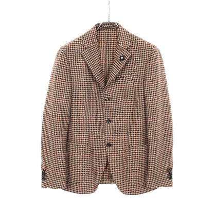 千鳥格子柄 テーラードジャケット ウール ブラウン ベージュ ラルディーニ アウター LARDINI