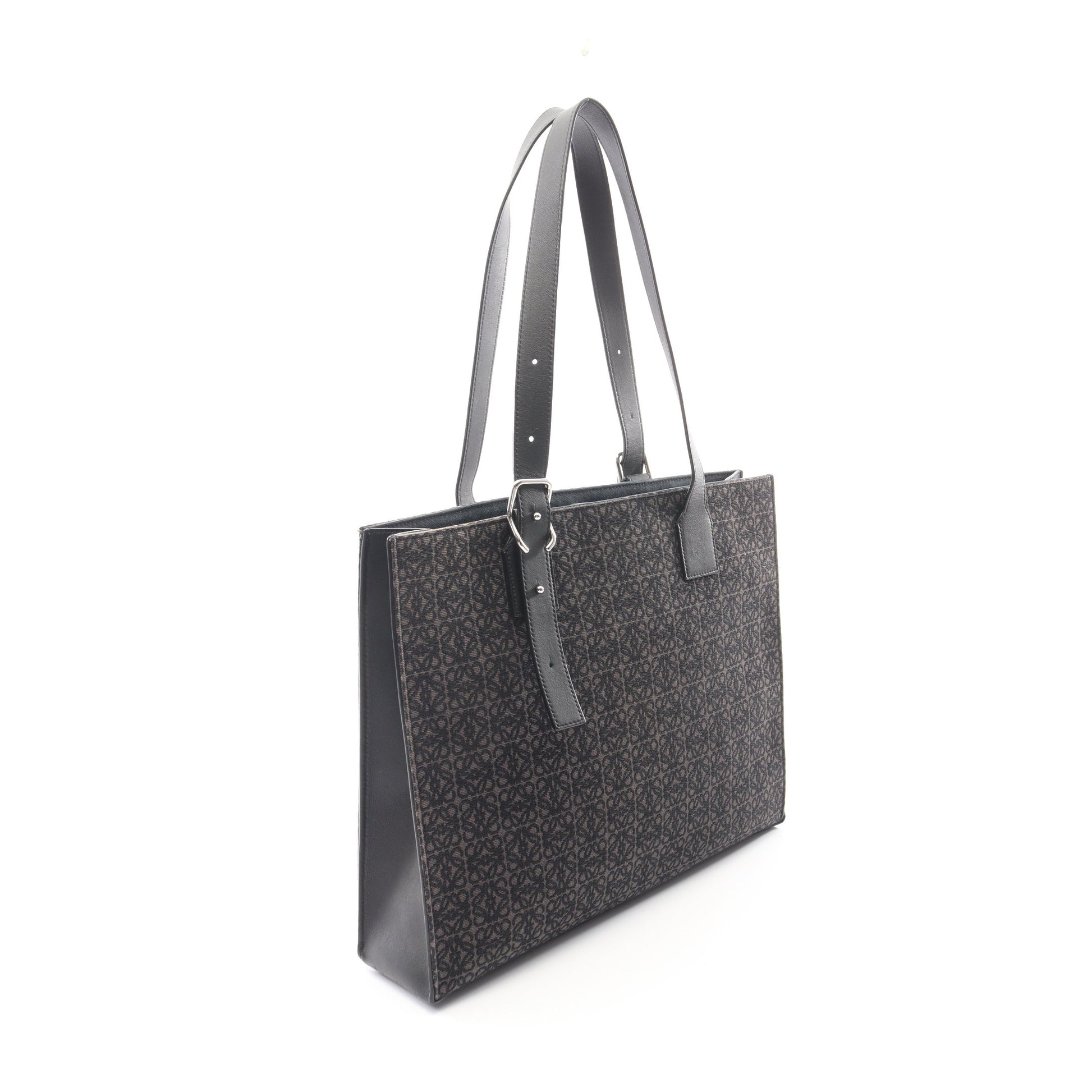 バックルホリゾンタル アナグラム ショルダーバッグ トートバッグ キャンバス レザー ブラック ロエベ バッグ LOEWE