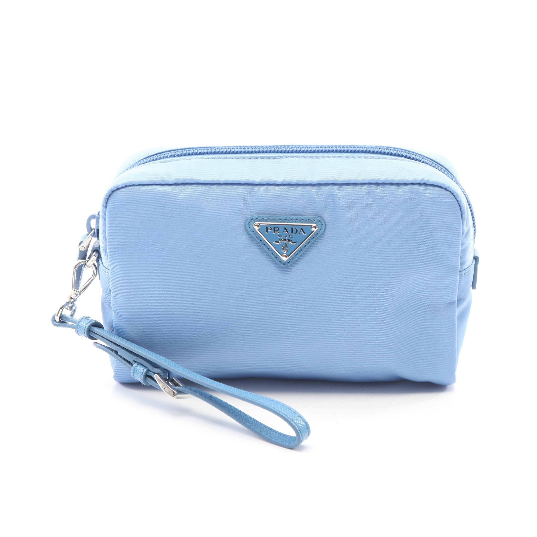 プラダ ポーチ 小物入れ サフィアーノレザー ナイロン 取手付き PRADA