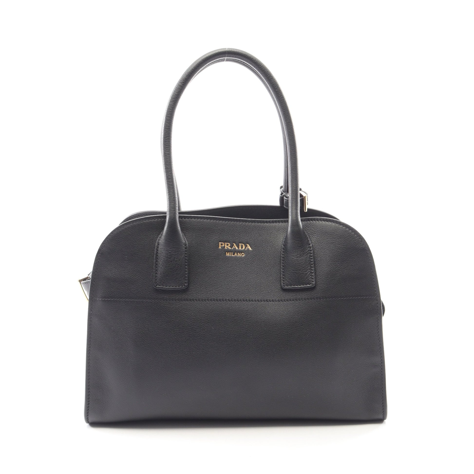 SOFT GLAIN ミディアム ハンドバッグ トートバッグ レザー ブラック プラダ バッグ PRADA