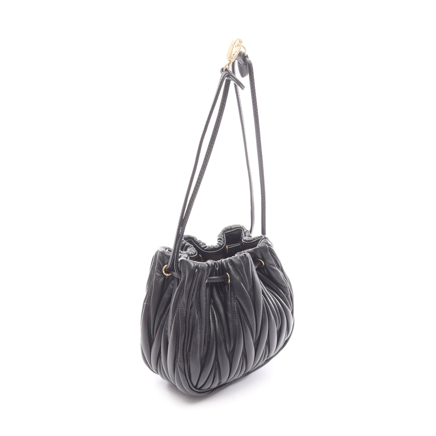 マテラッセ ポーチ ハンドバッグ レザー ブラック ミュウミュウ バッグ miu miu