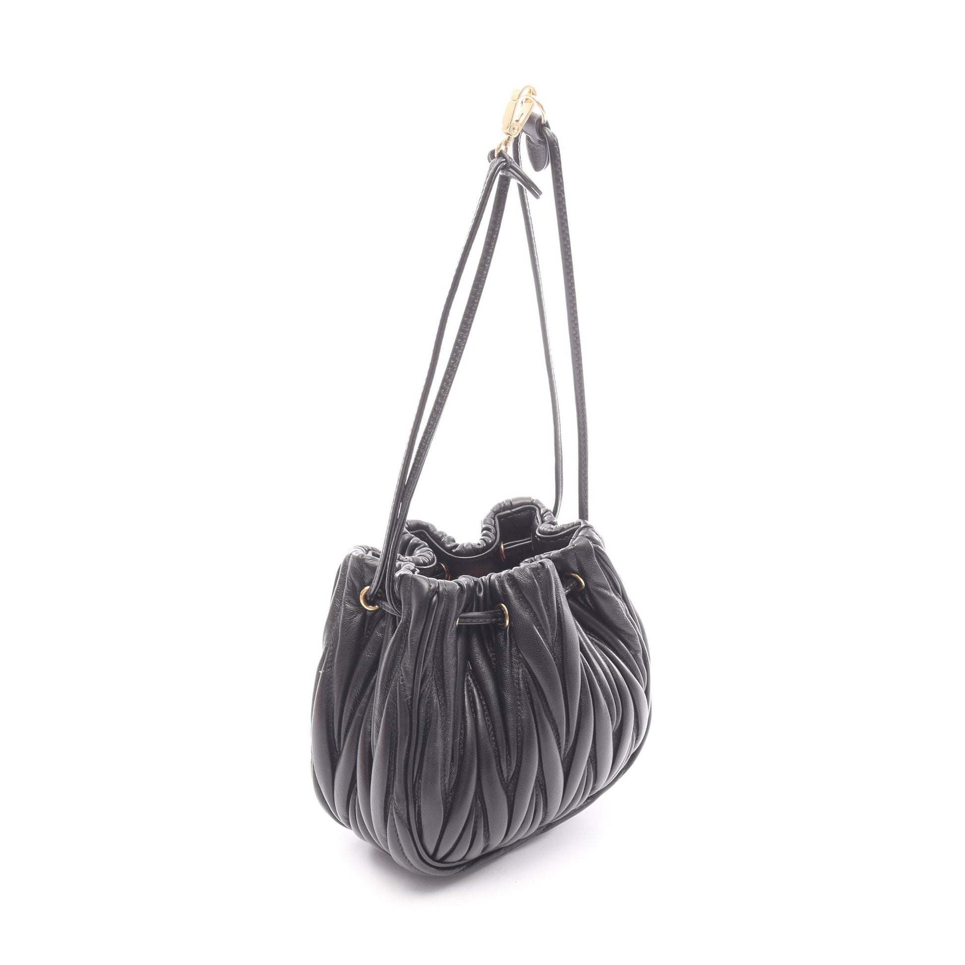 マテラッセ ポーチ ハンドバッグ レザー ブラック ミュウミュウ バッグ miu miu