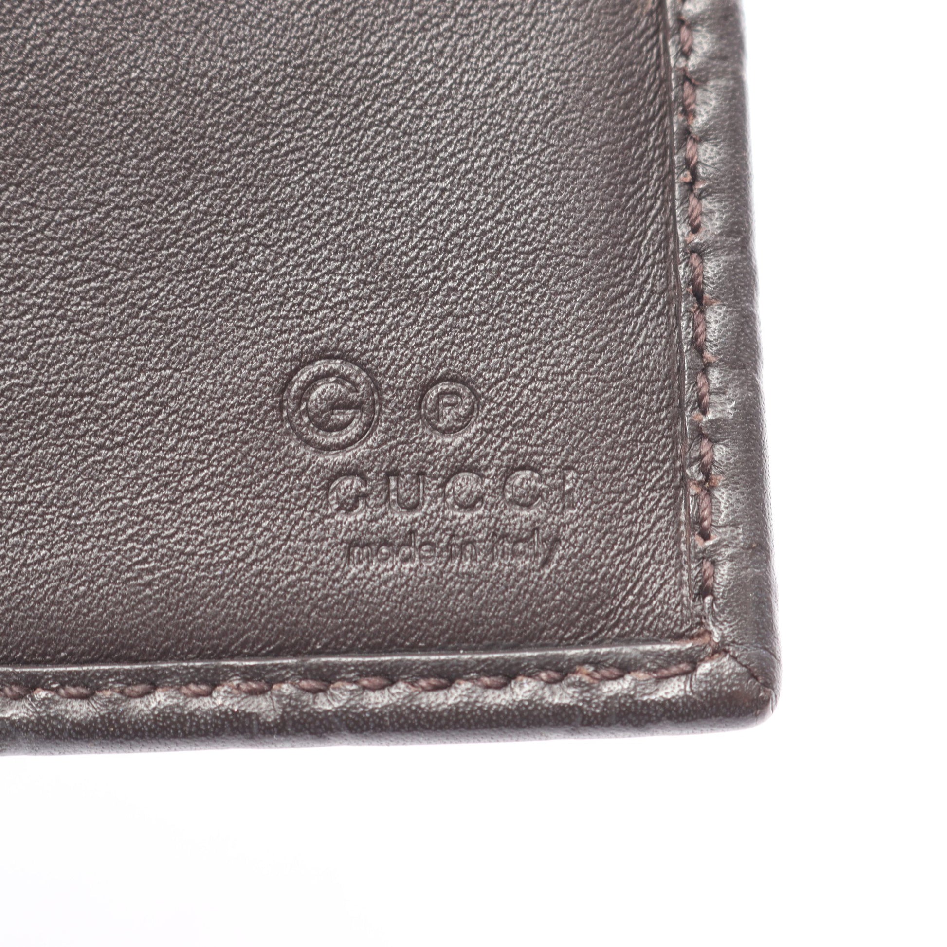 マイクログッチシマ 二つ折り長財布 レザー ダークブラウン グッチ 財布・小物 GUCCI