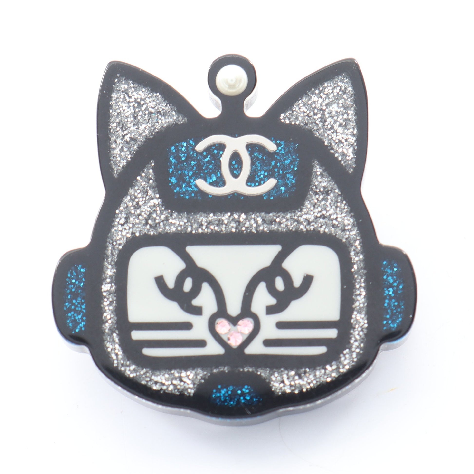 ロボットキャット ピン ブローチ フェイクパール シルバー マルチカラー 17S シャネル アクセサリー CHANEL