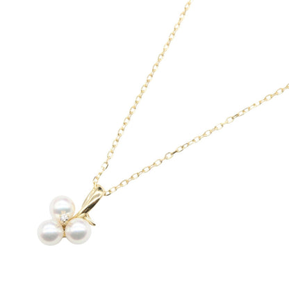 パール ダイヤ ネックレス ネックレス K18YG ダイヤモンド パール イエローゴールド クリア ホワイト ミキモト アクセサリー MIKIMOTO