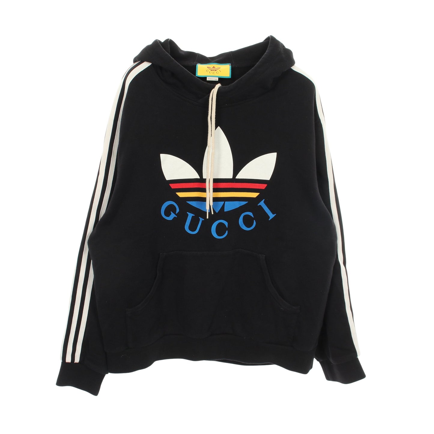 × adidas プルオーバーパーカー コットン ブラック マルチカラー グッチ トップス GUCCI
