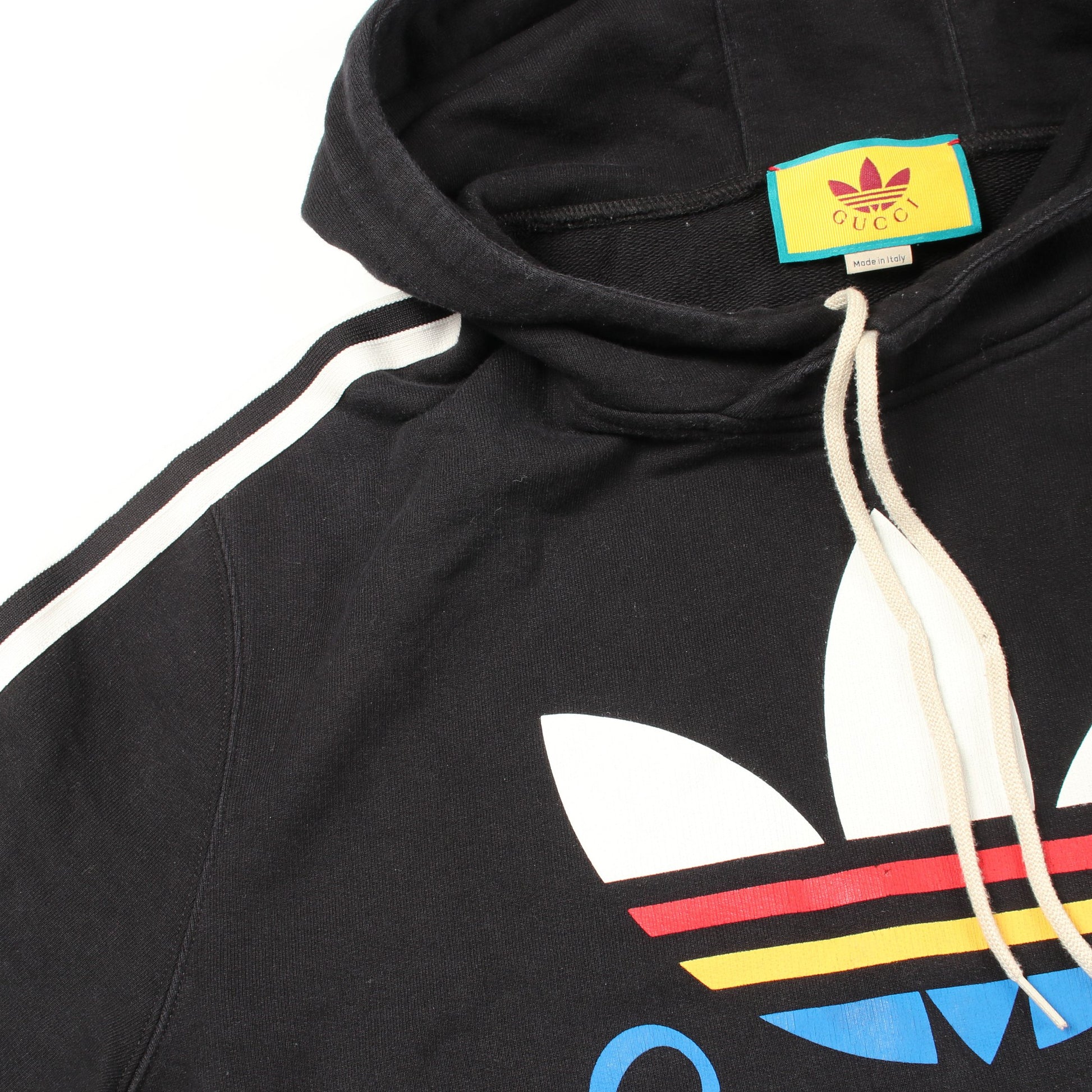 × adidas プルオーバーパーカー コットン ブラック マルチカラー グッチ トップス GUCCI