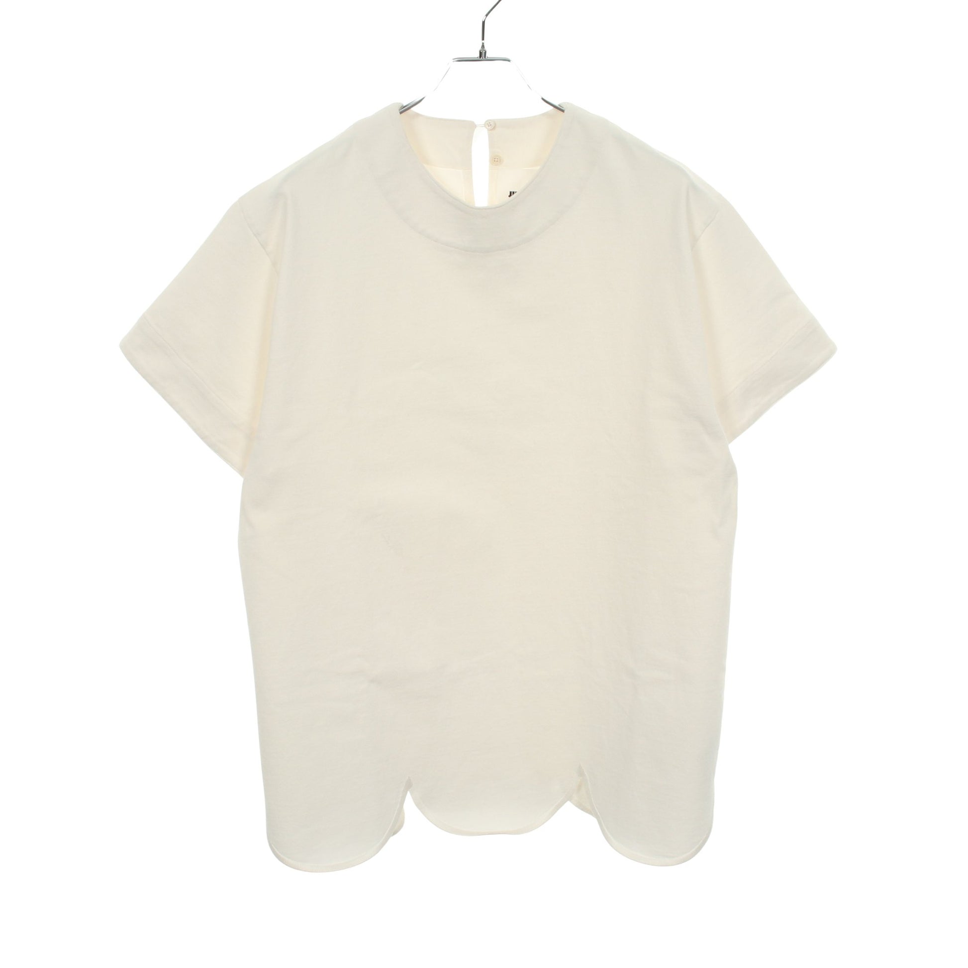 スカラップヘム 半袖 カットソー コットン ホワイト ジルサンダー トップス JIL SANDER