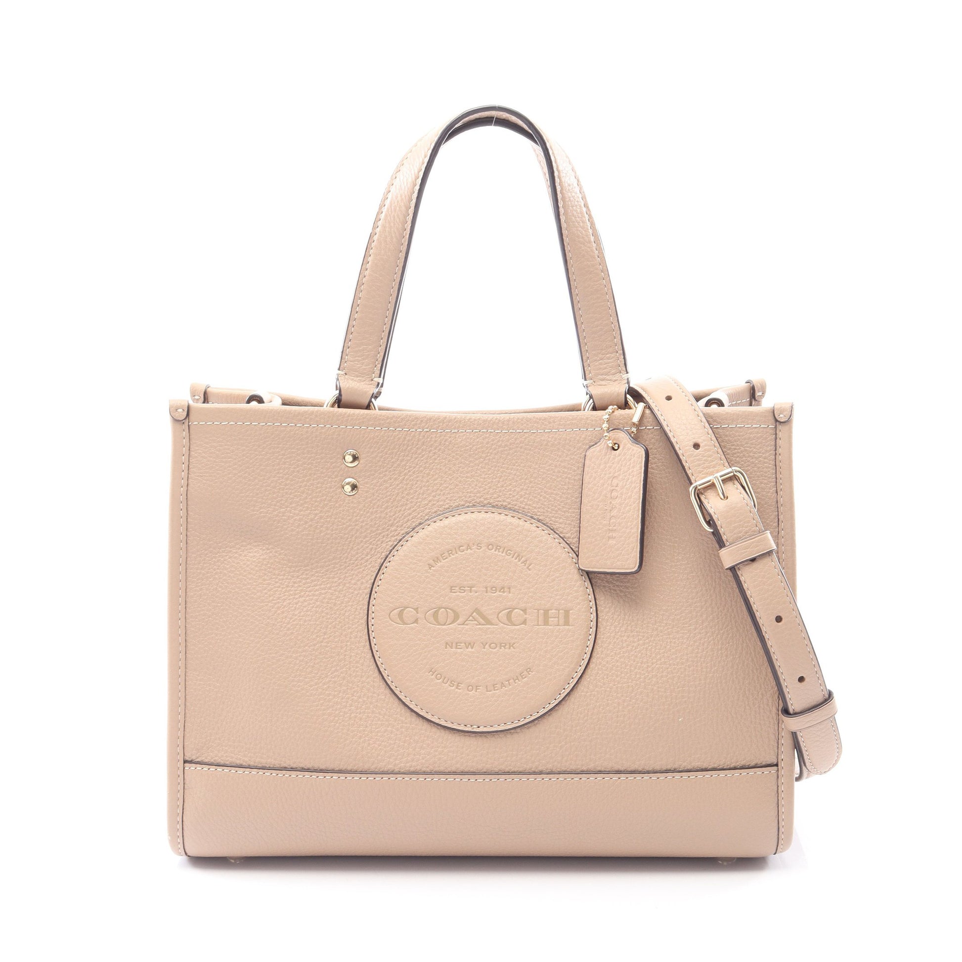 デンプシー キャリーオール ウィズ パッチ 2WAY ハンドバッグ レザー ベージュ コーチ バッグ COACH