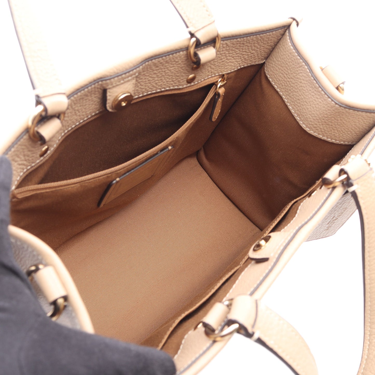 デンプシー キャリーオール ウィズ パッチ 2WAY ハンドバッグ レザー ベージュ コーチ バッグ COACH
