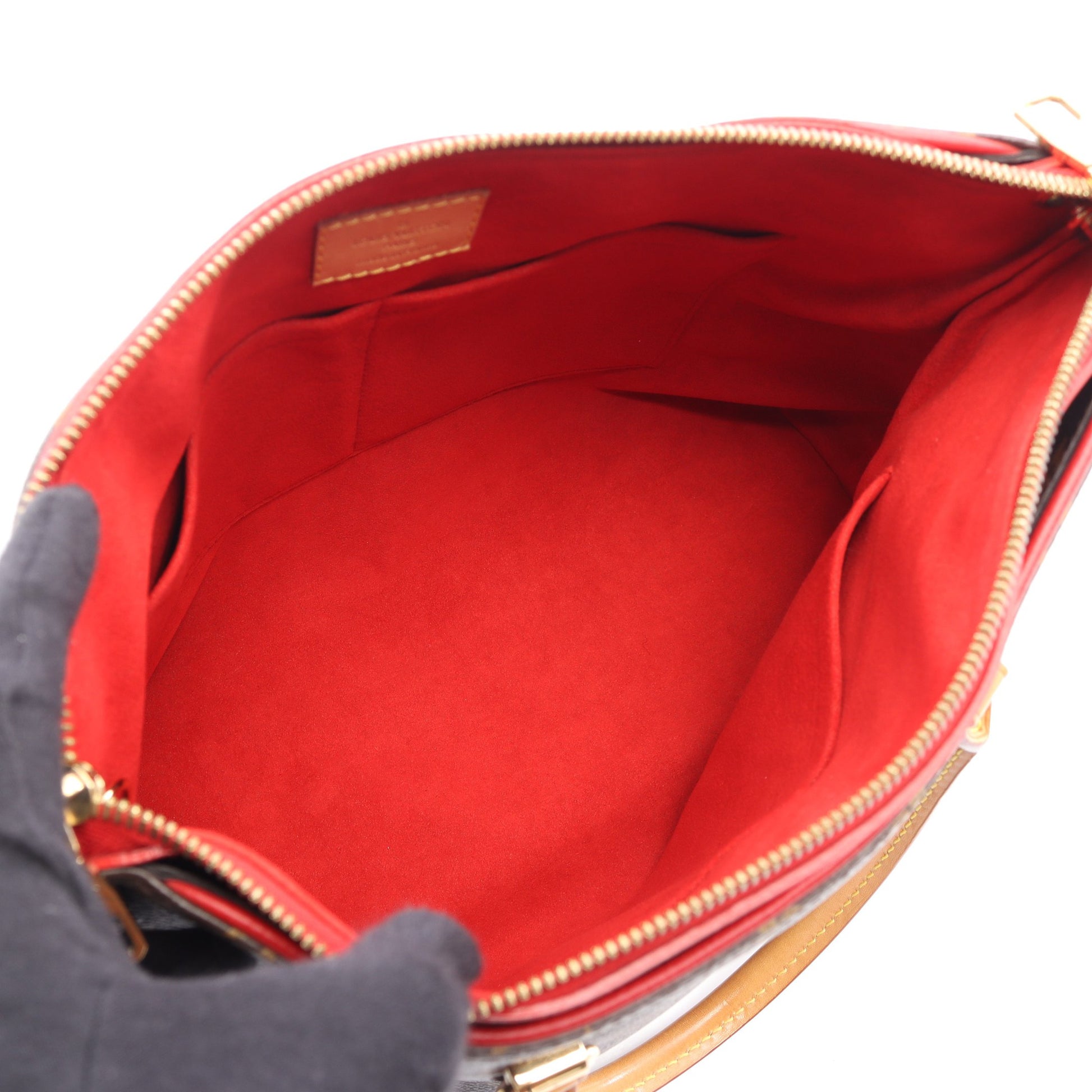 パラス モノグラム スリーズ 2WAY ハンドバッグ PVC レザー ブラウン レッド ルイヴィトン バッグ LOUIS VUITTON
